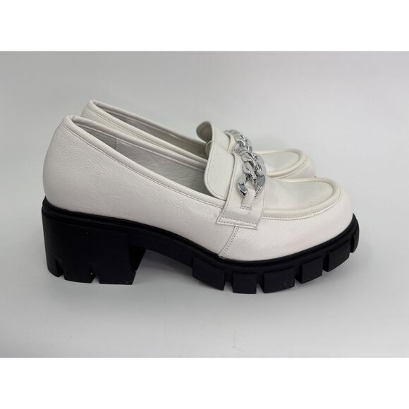 Dirty Laundry Nirvana Lug Chunky 2.5" Heel Loafer Chain White 9M - Picture 3 of 8